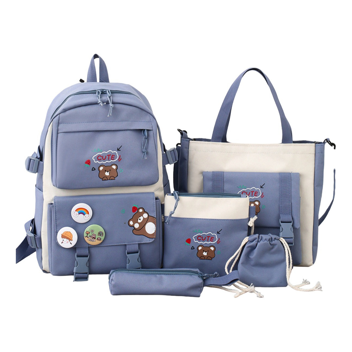 Set Mochila Y Bolso De 5 Piezas Escolar Niño Niña Infantil - Imagen 1