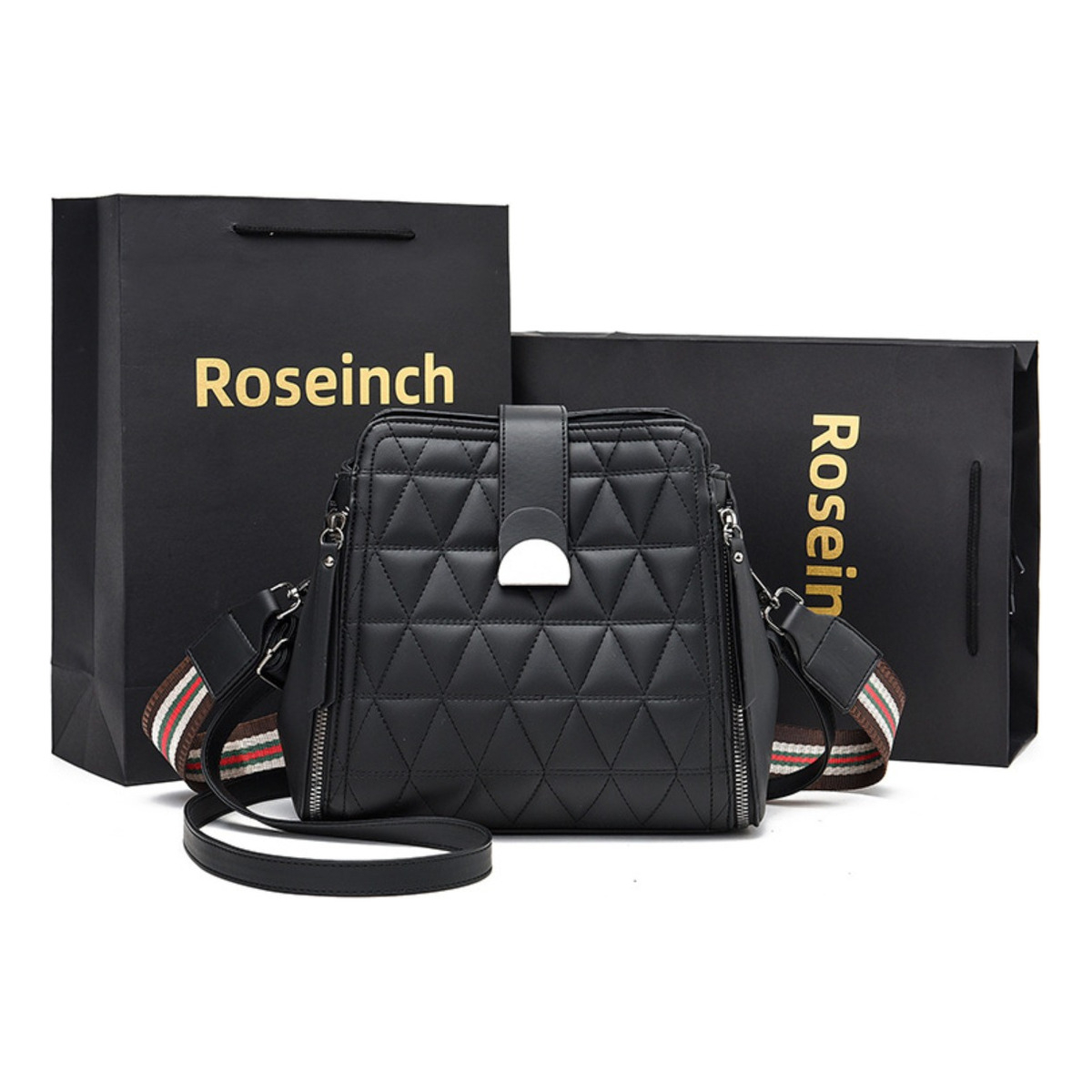 Cartera Bolso De Dama Bandolera Triángulos Moderna - Imagen 3