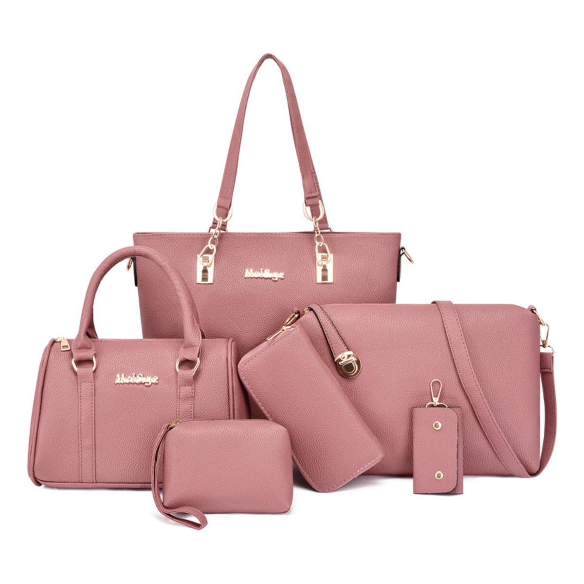 Cartera Bolso Set X 6 Piezas Premium Importado Moda Liso - Imagen 9