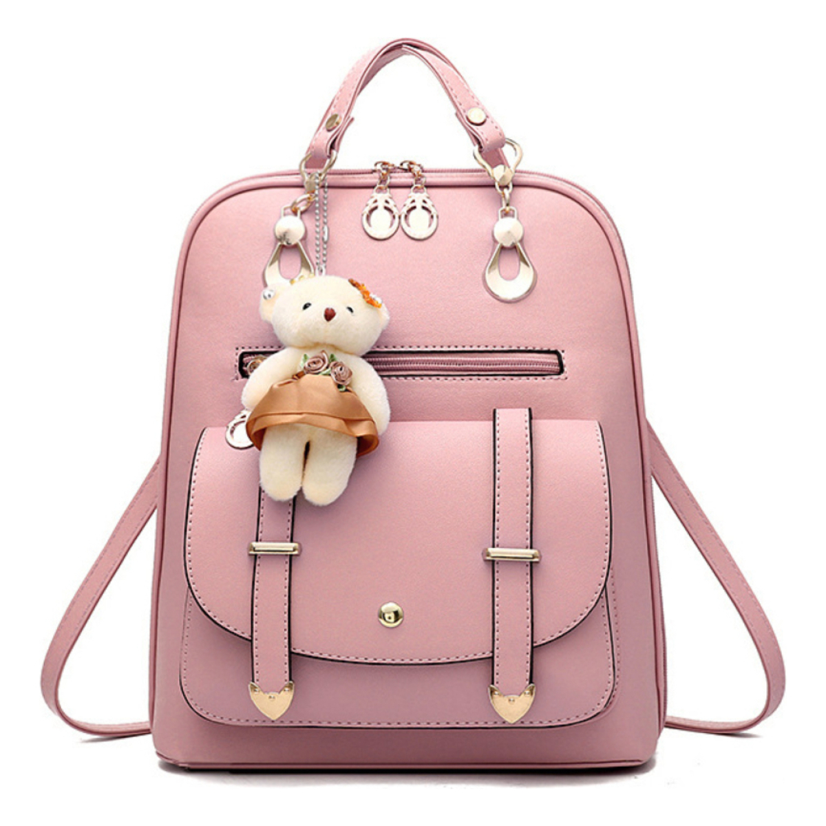 Cartera Mochila Urbana Con Peluche Dama De Cuerina - Imagen 15