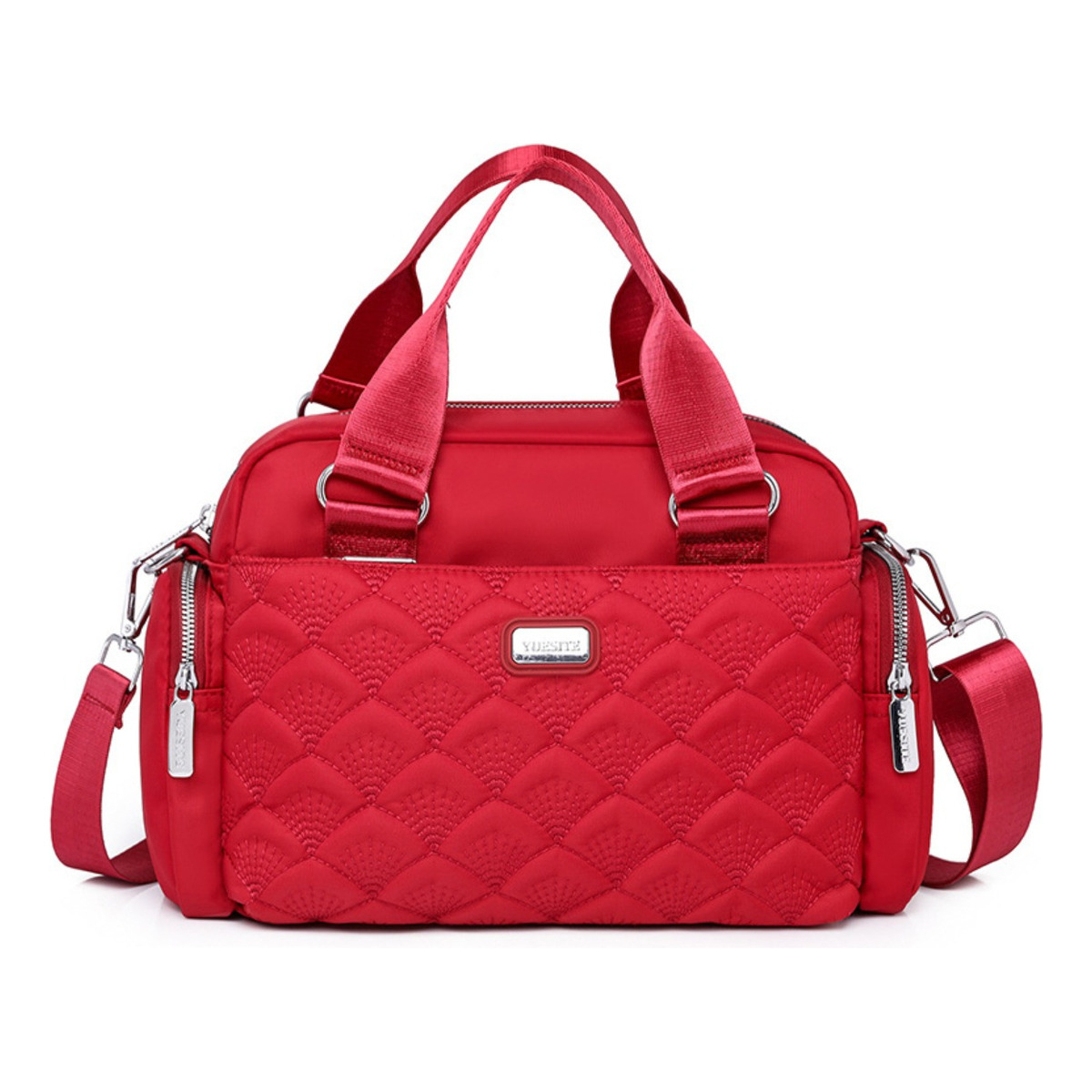 Bolso Cartera Capitoneado Con Bolsillos Y Varios Cierres - Imagen 5