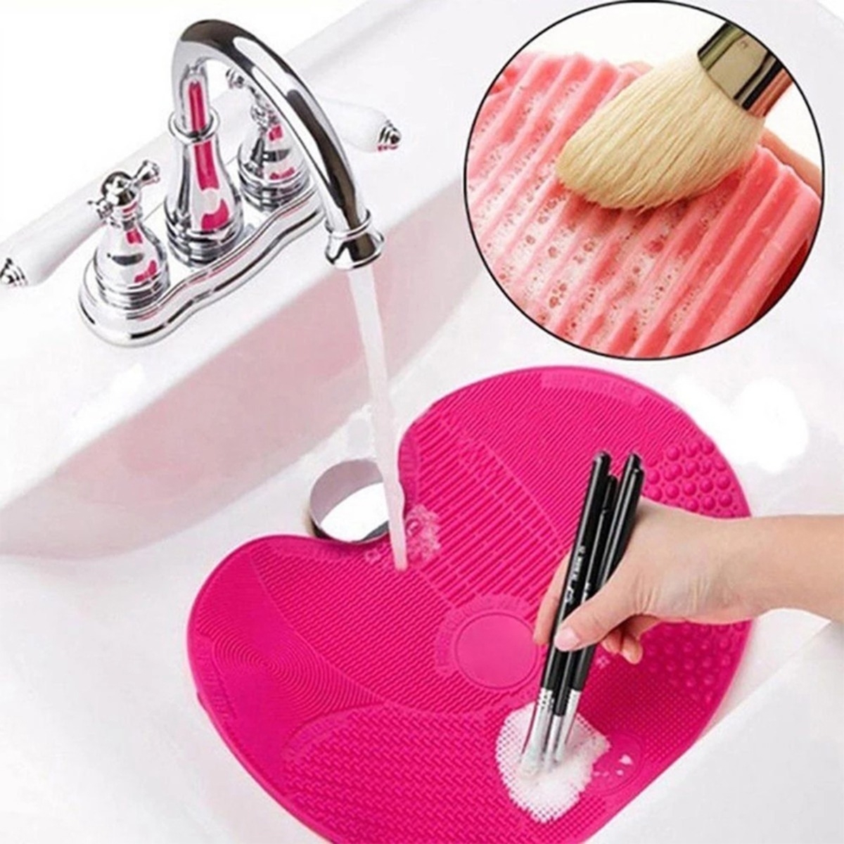 Alfombrilla Siliconada Pad Para Limpiar Brochas Maquillaje - Imagen 17