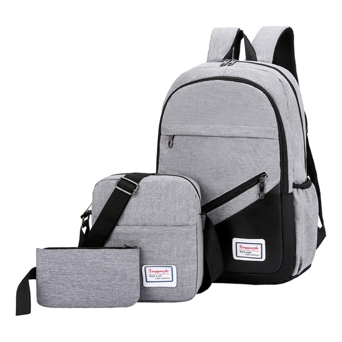 Set De 3 En 1 Mochila Bandolera Cartuchera Impermeable - Imagen 1