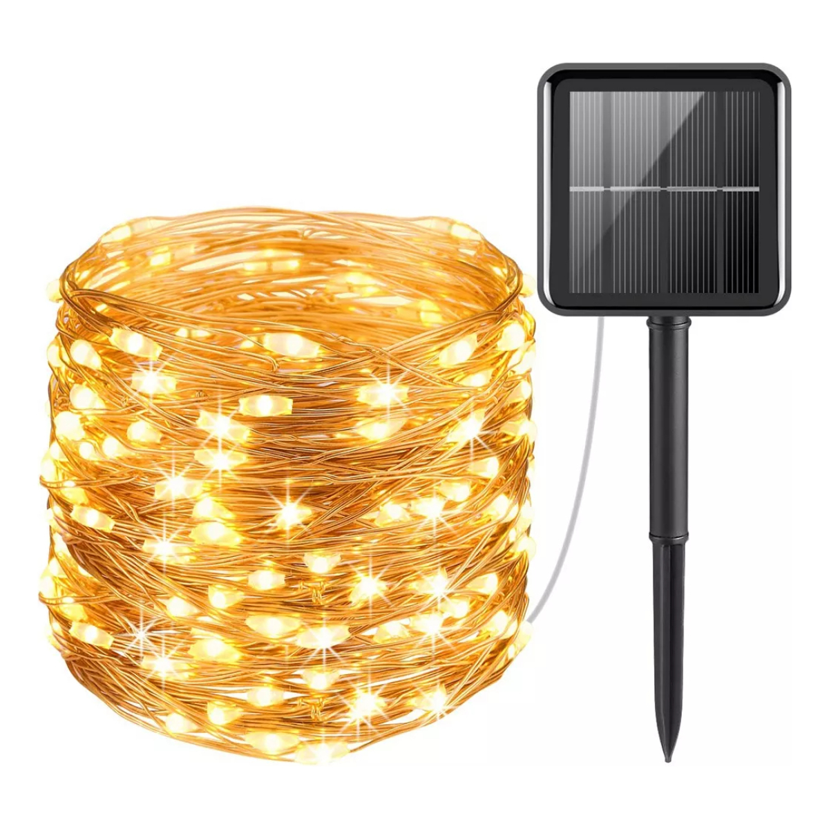 Guirnalda Guía 100 Mini Luces Led Luciérnagas Solar Navidad - Imagen 1