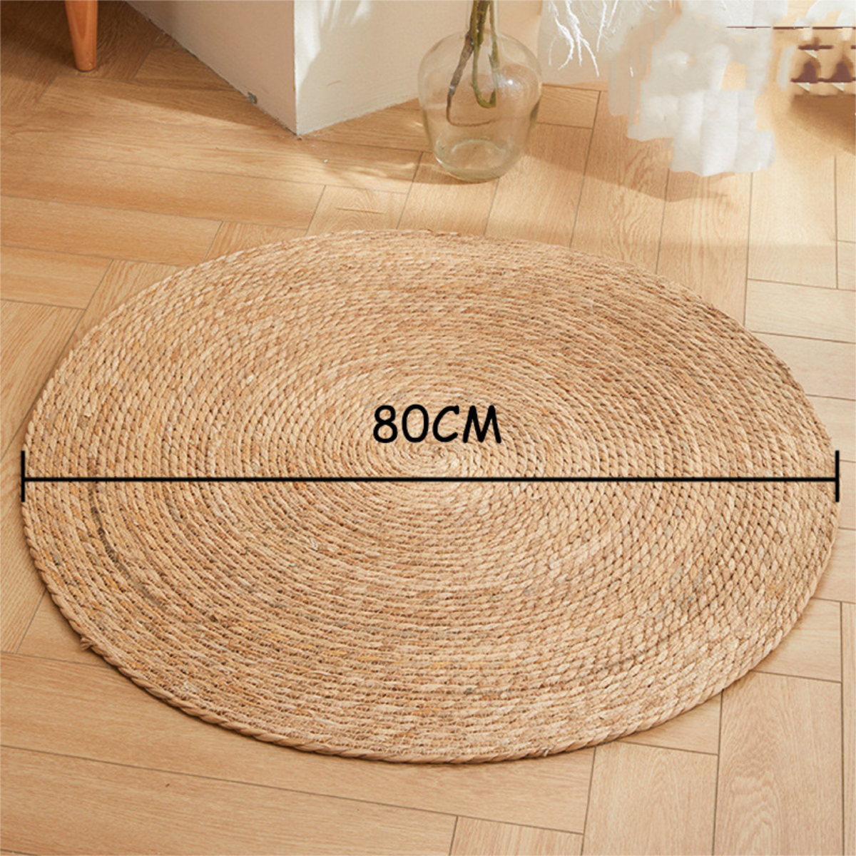 Alfombra Redonda De Rattan Chica Sala De Estar Dormitorio - Imagen 9