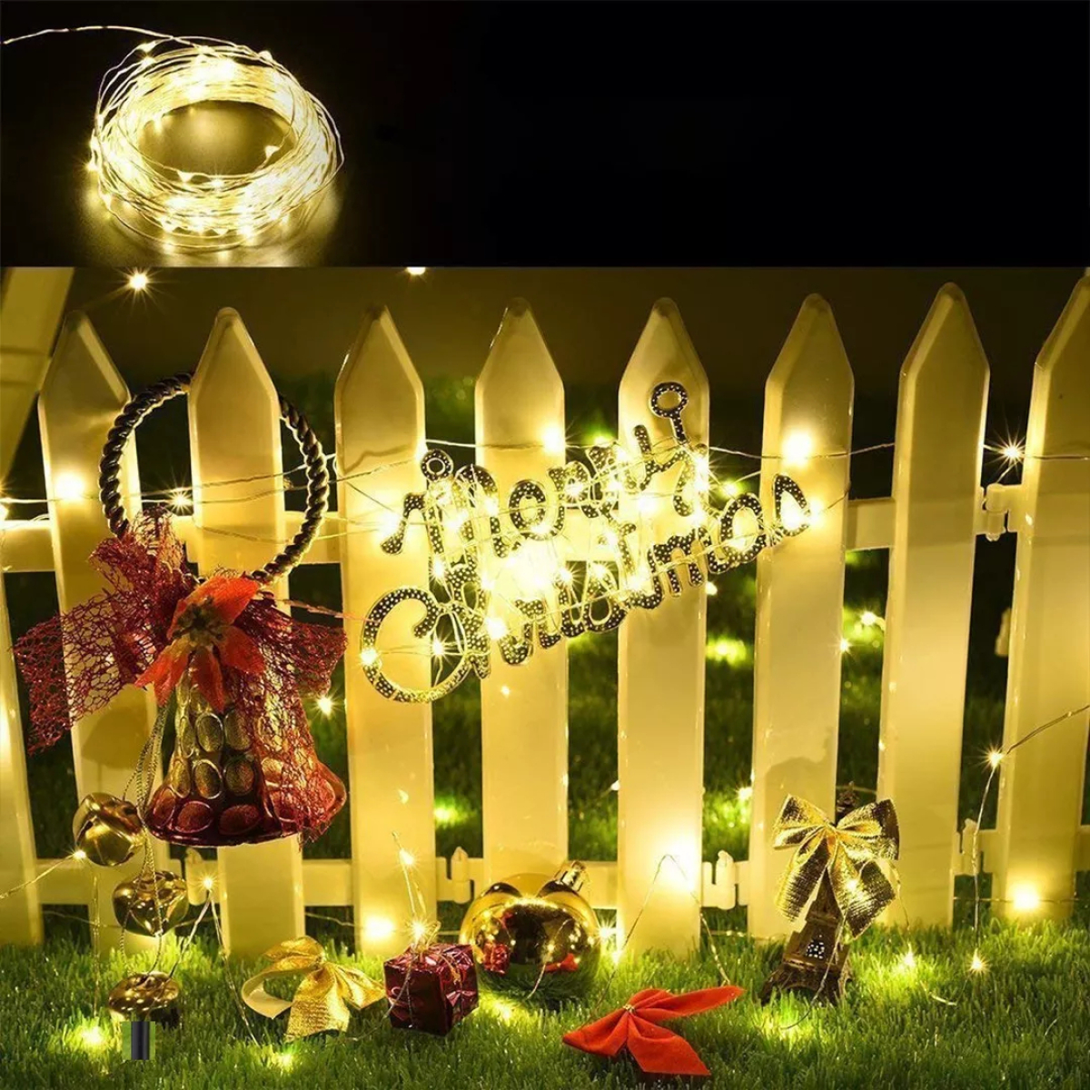 Guirnalda Guía 100 Mini Luces Led Luciérnagas Solar Navidad - Imagen 5