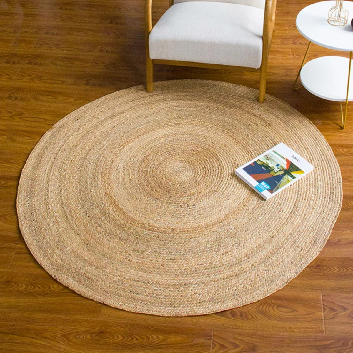 Alfombra Redonda De Rattan Chica Sala De Estar Dormitorio - Imagen 3