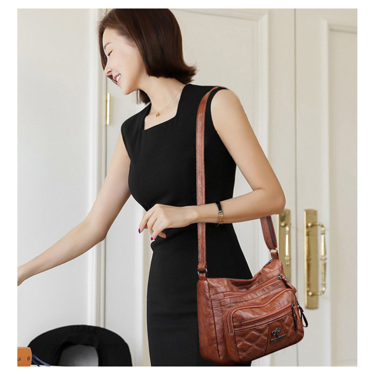 Cartera Bolso Capitoneado Mujer En Cuero Pu Varios Bolsillos - Imagen 9