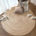Alfombra Redonda De Rattan Chica Sala De Estar Dormitorio - Imagen 2