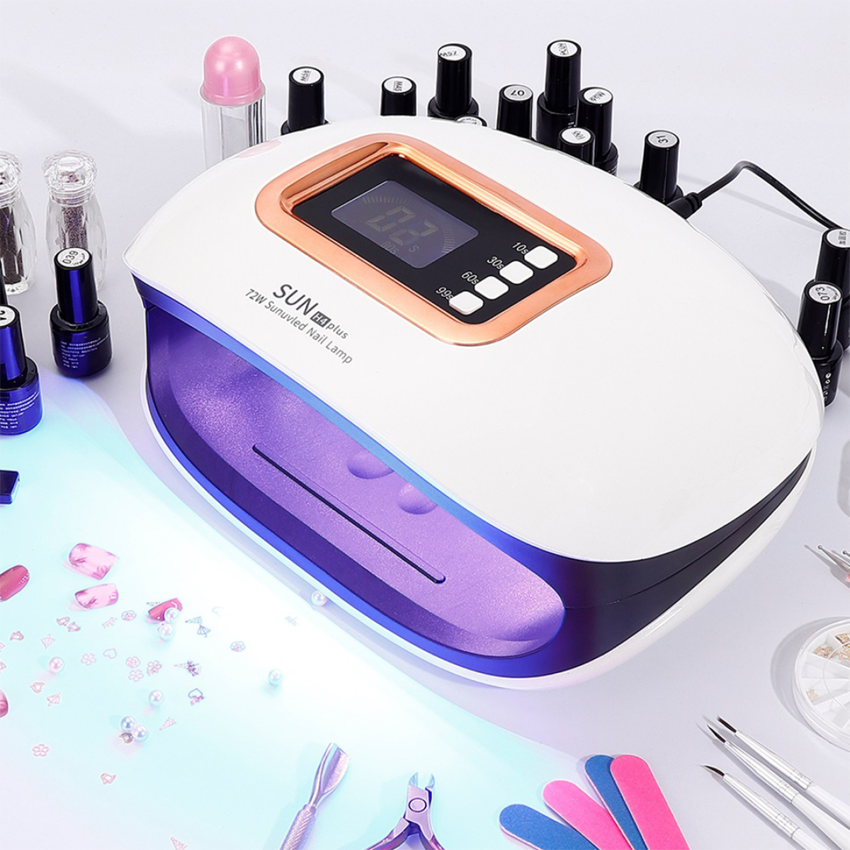Cabina Lampara Secadora De Uñas En Gel Premium Uv Led 72w - Imagen 8
