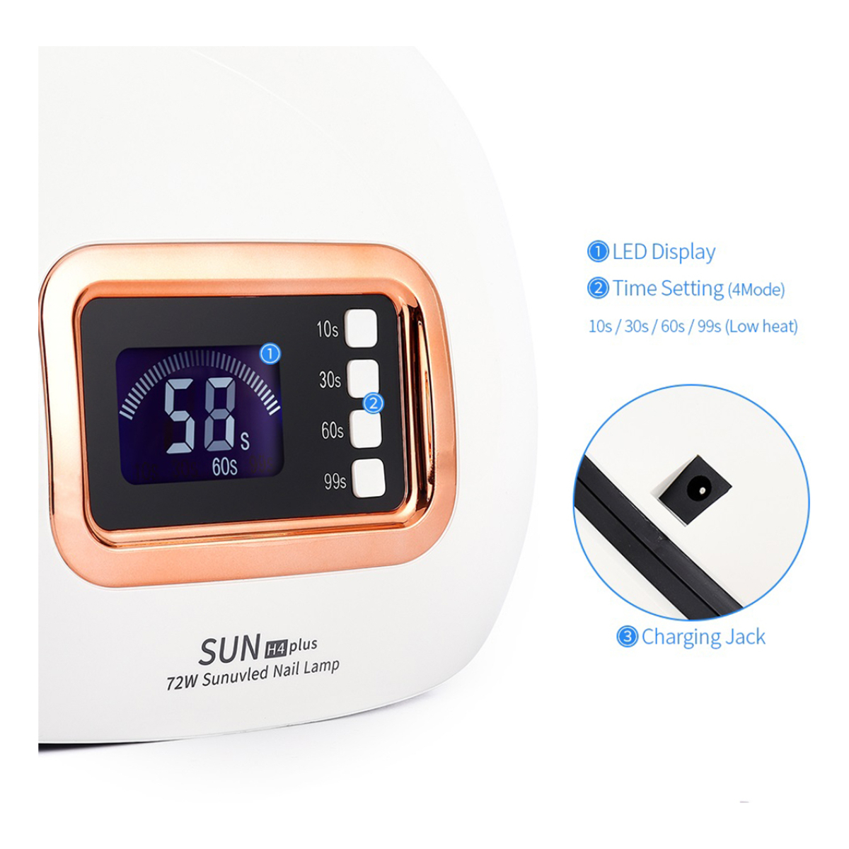 Cabina Lampara Secadora De Uñas En Gel Premium Uv Led 72w - Imagen 6