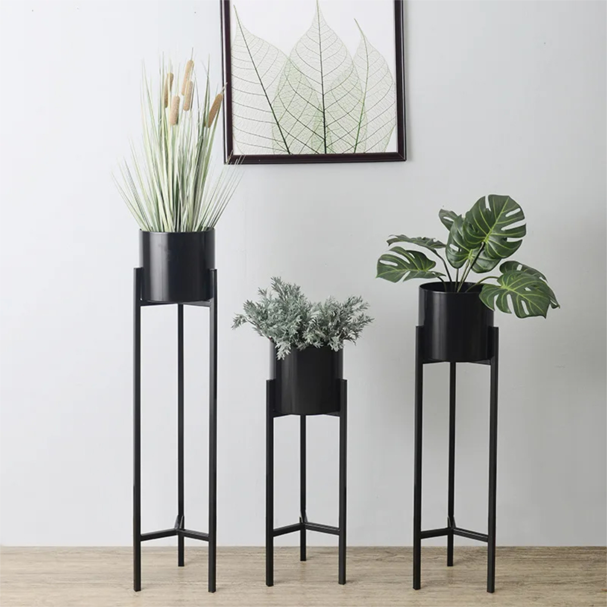 Maceta Nórdica Con Soporte Hierro Moderna Chica - Imagen 8