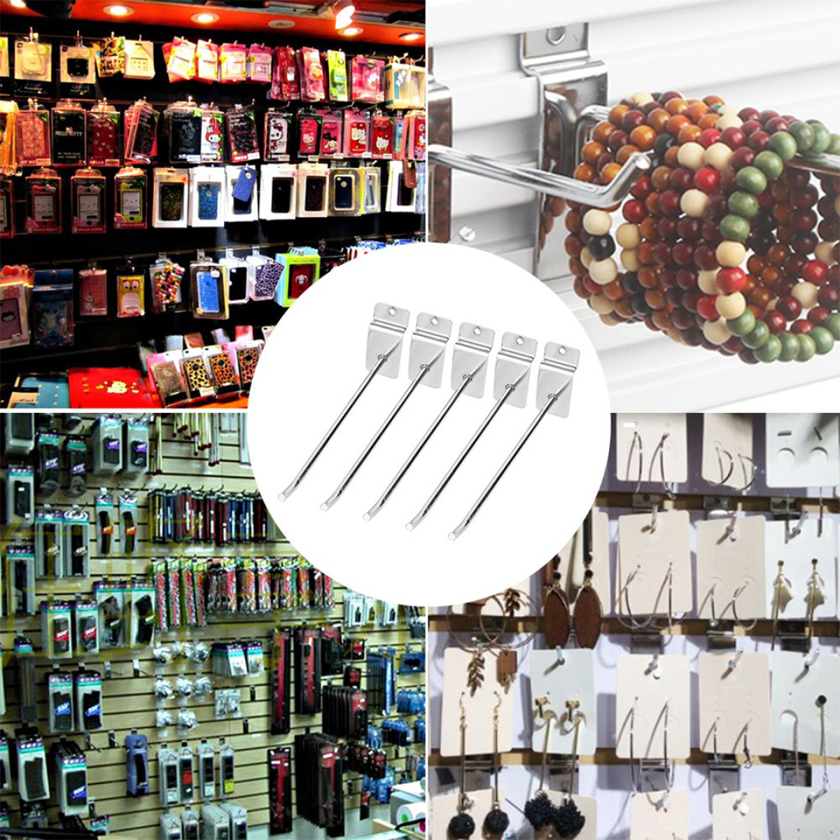 Ganchos Exhibidores 10 Cm Para Panel Ranurado Reforzados - Imagen 4