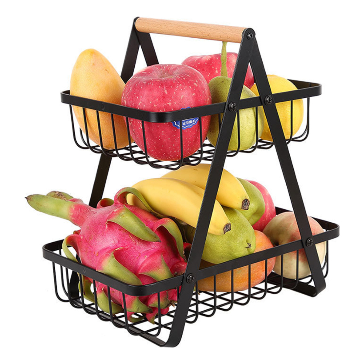 Canasto Organizador De Frutas Y Verduras 2 Niveles Metal - Imagen 1