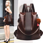 Mochila Cartera Antirrobo Mujer Sin Acceso Delantero Cuero - Imagen 4