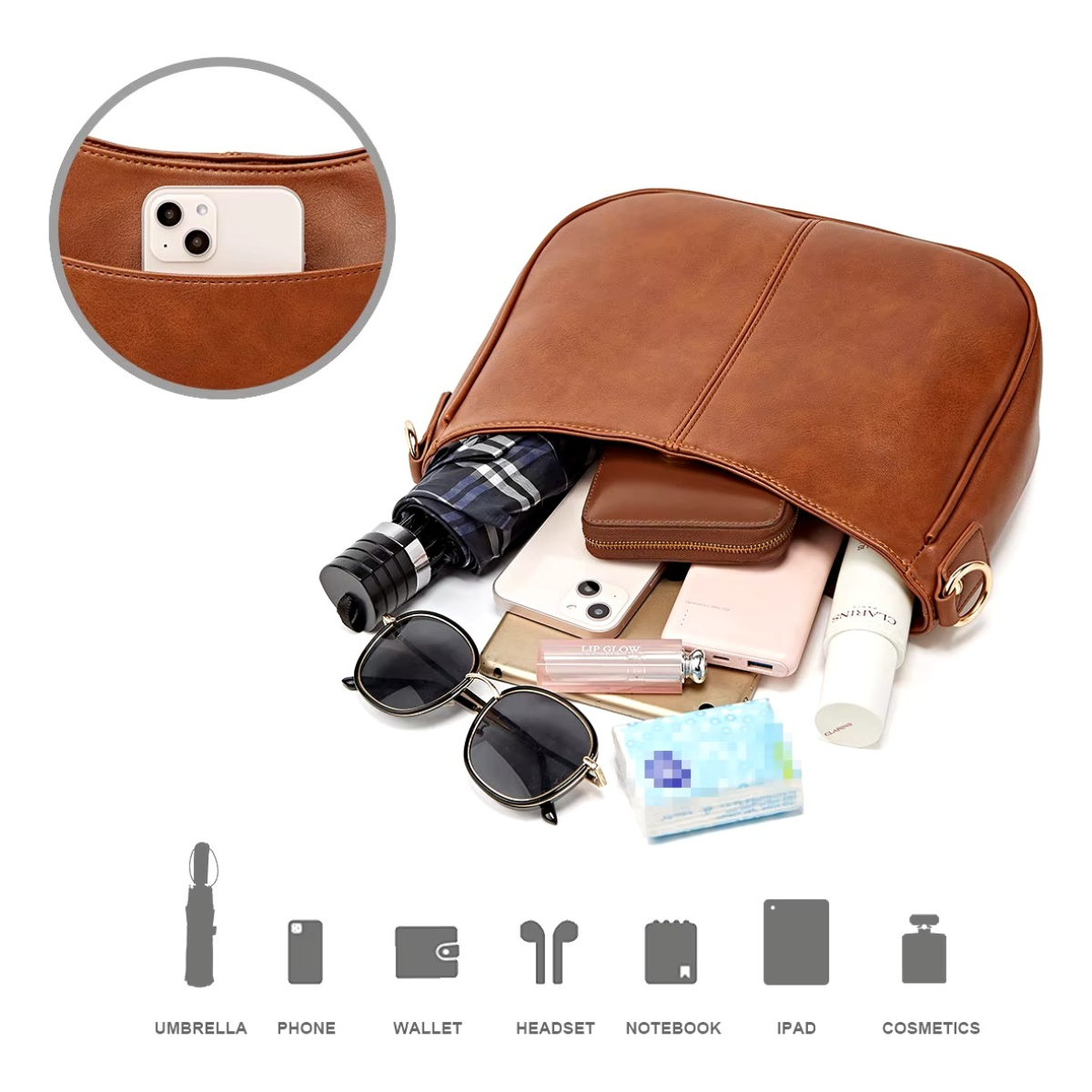 Cartera Bandolera Asa Con Cadena Para Mujer En Cuero Pu - Imagen 6