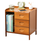 Mesa De Luz Dormitorio Con Tres Cajones Espacio Para Libros - Imagen 5