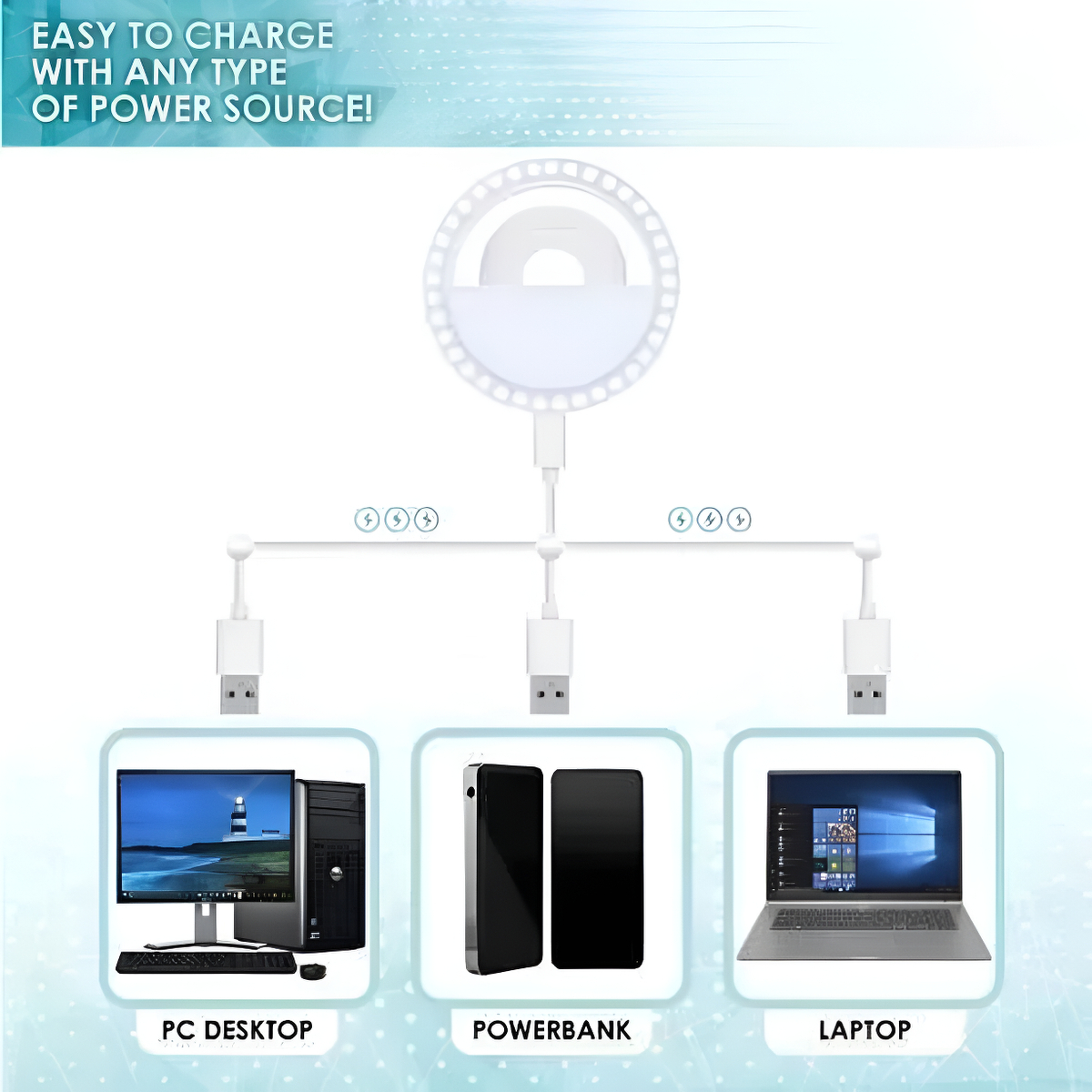 Flash Selfie Led Para Celular Samsung LG Huawei - Imagen 2