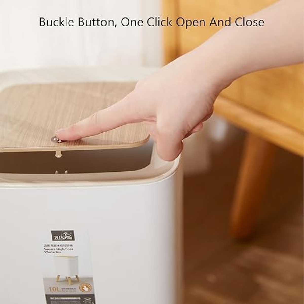Papelera Cesto Basura Patas De Madera Cocina Baño Cuadrada - Imagen 5