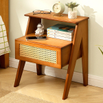 Mesa De Luz Cajon Dos Estantes Tipo Ratan Bamboo Dormitorio - Imagen 3