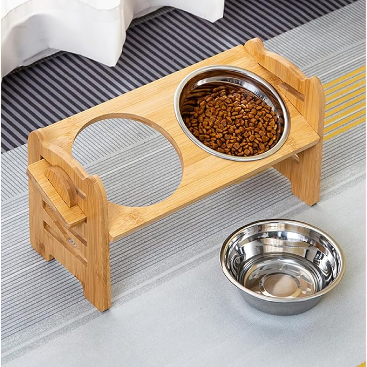 Soporte Doble Elevado Para Comederos De Mascotas Ajustable - Imagen 3