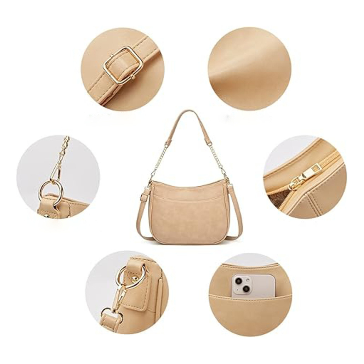 Cartera Bandolera Asa Con Cadena Para Mujer En Cuero Pu - Imagen 2
