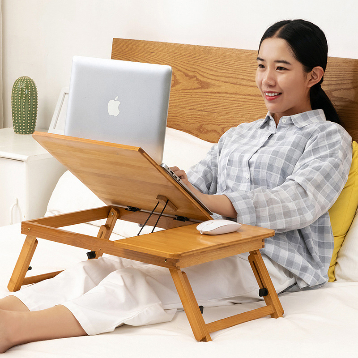 Mesa De Cama Reclinable Para Laptop Libros De Madera - Imagen 3