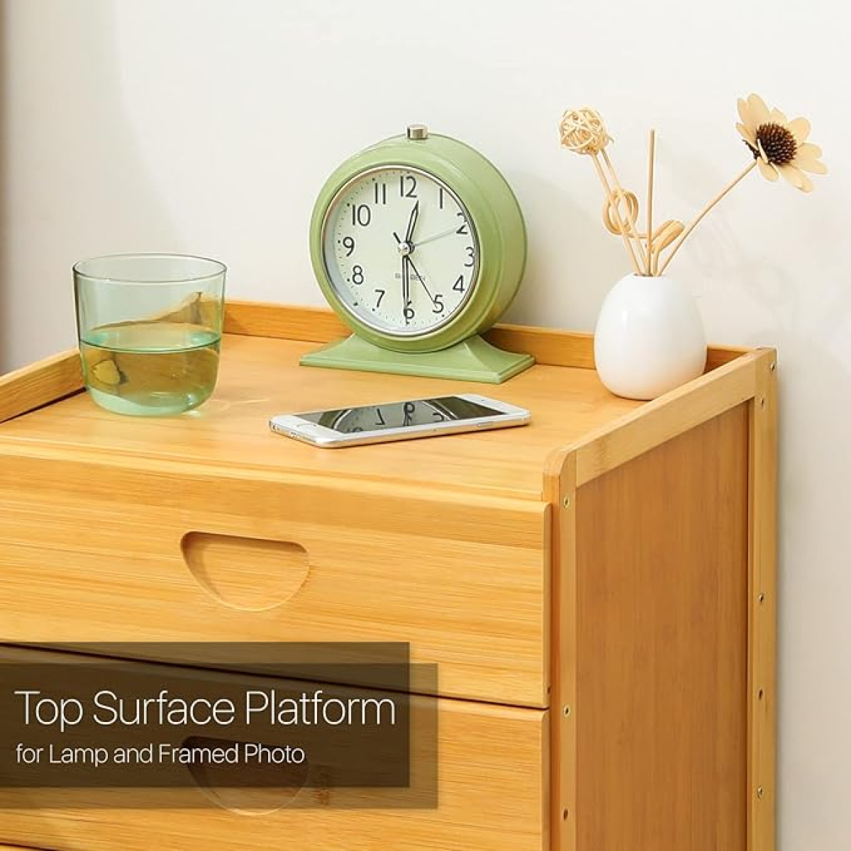 Mesa De Luz Bamboo Tres Cajones Para Dormitorio - Imagen 2