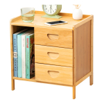 Mesa De Luz Dormitorio Con Tres Cajones Espacio Para Libros