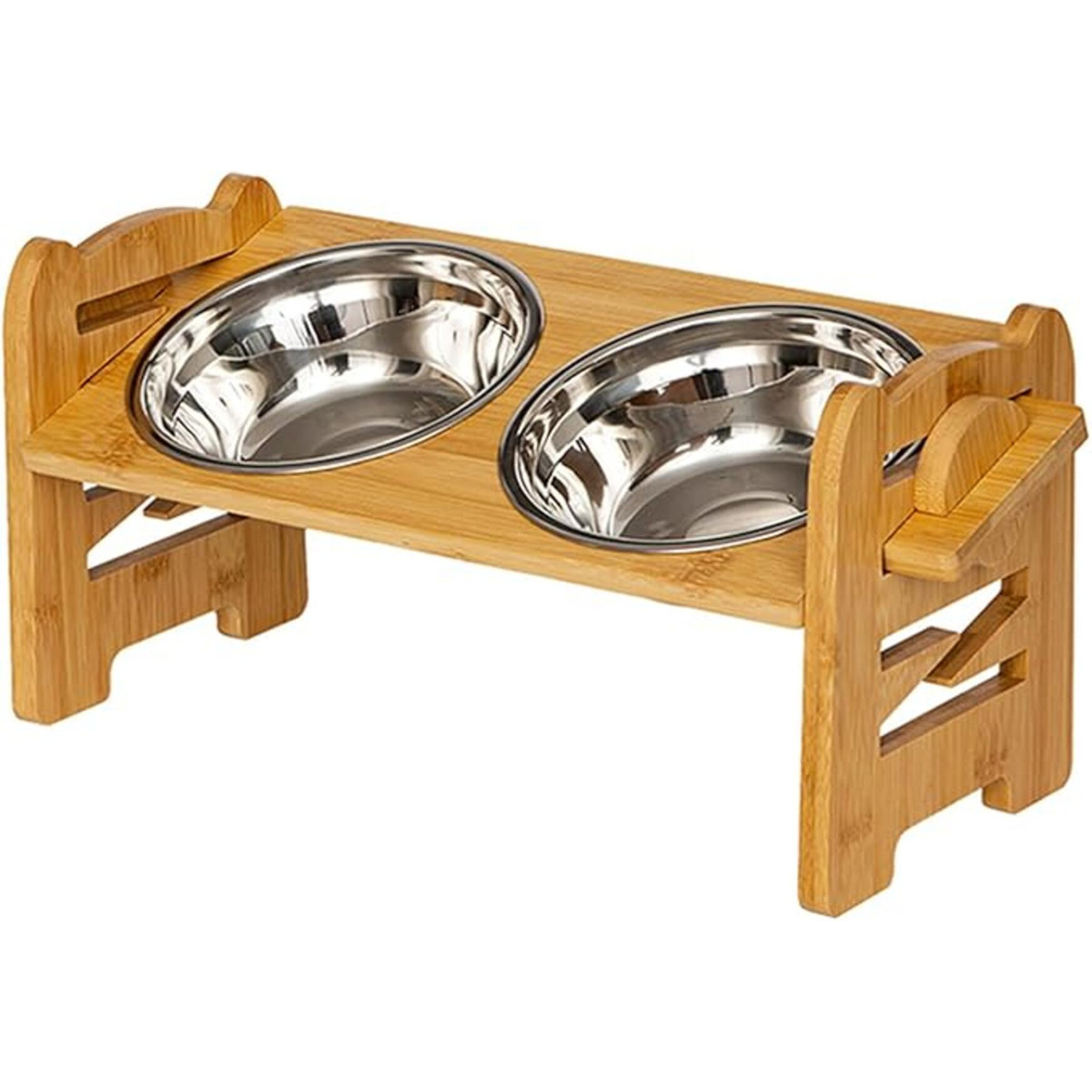 Soporte Doble Elevado Para Comederos De Mascotas Ajustable - Imagen 1