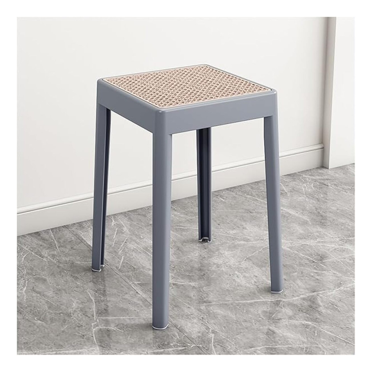 Taburete Banco Banqueta De Plastico Y Rattan Apilable - Imagen 13