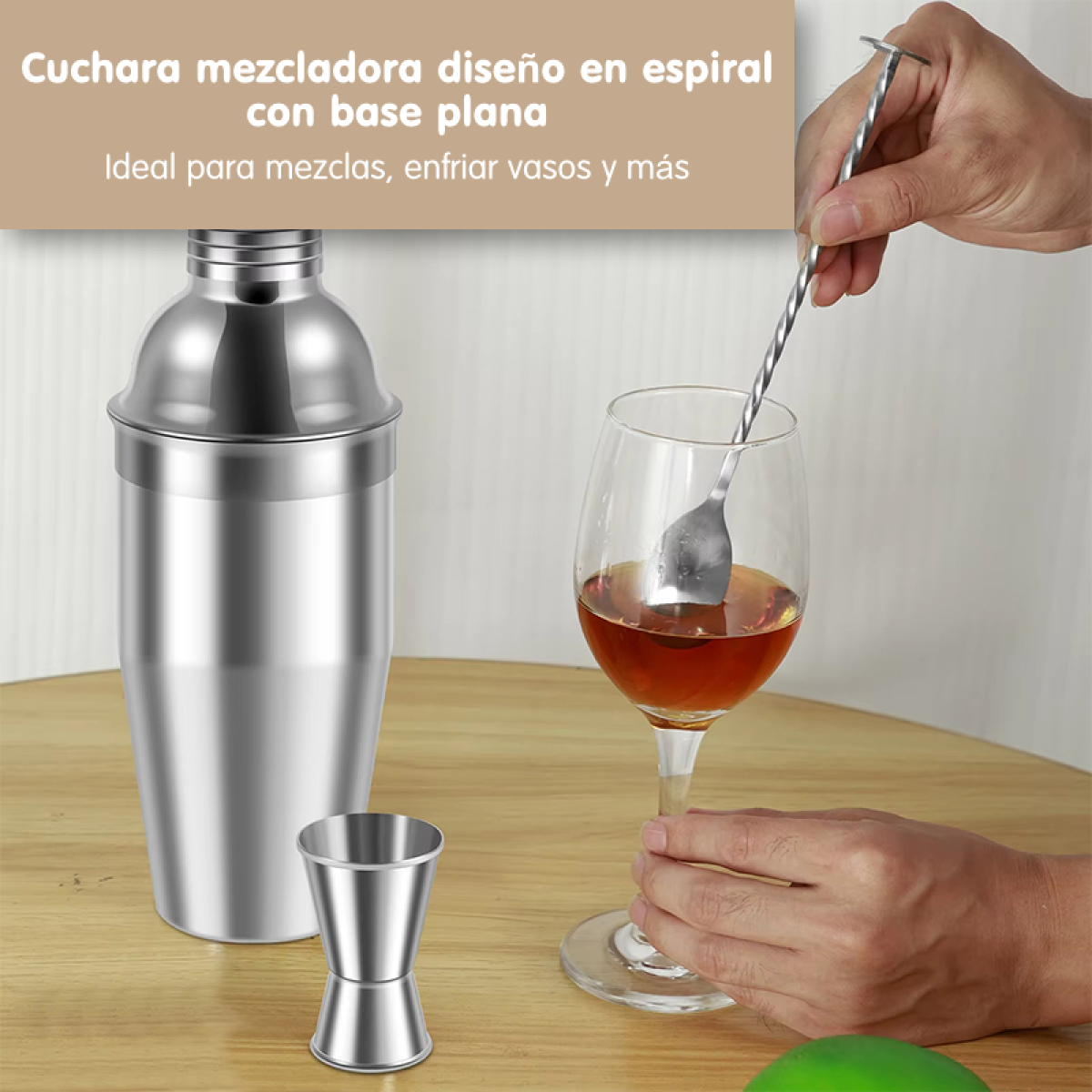Set De Coctelería 3 Piezas Mezclador Barman Acero Inoxidable - Imagen 4