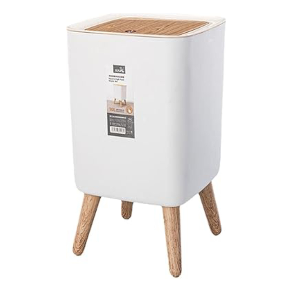 Papelera Cesto Basura Patas De Madera Cocina Baño Cuadrada - Imagen 1