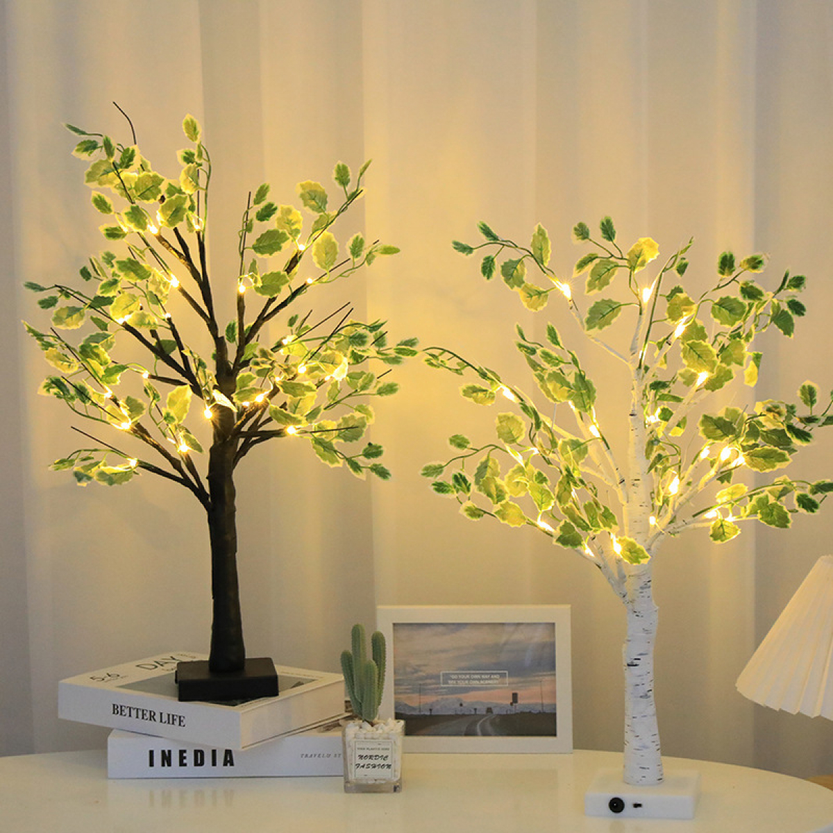 Arbol Led Con Hojas Y Ramas Decoracion Fiestas 65cm - Imagen 4