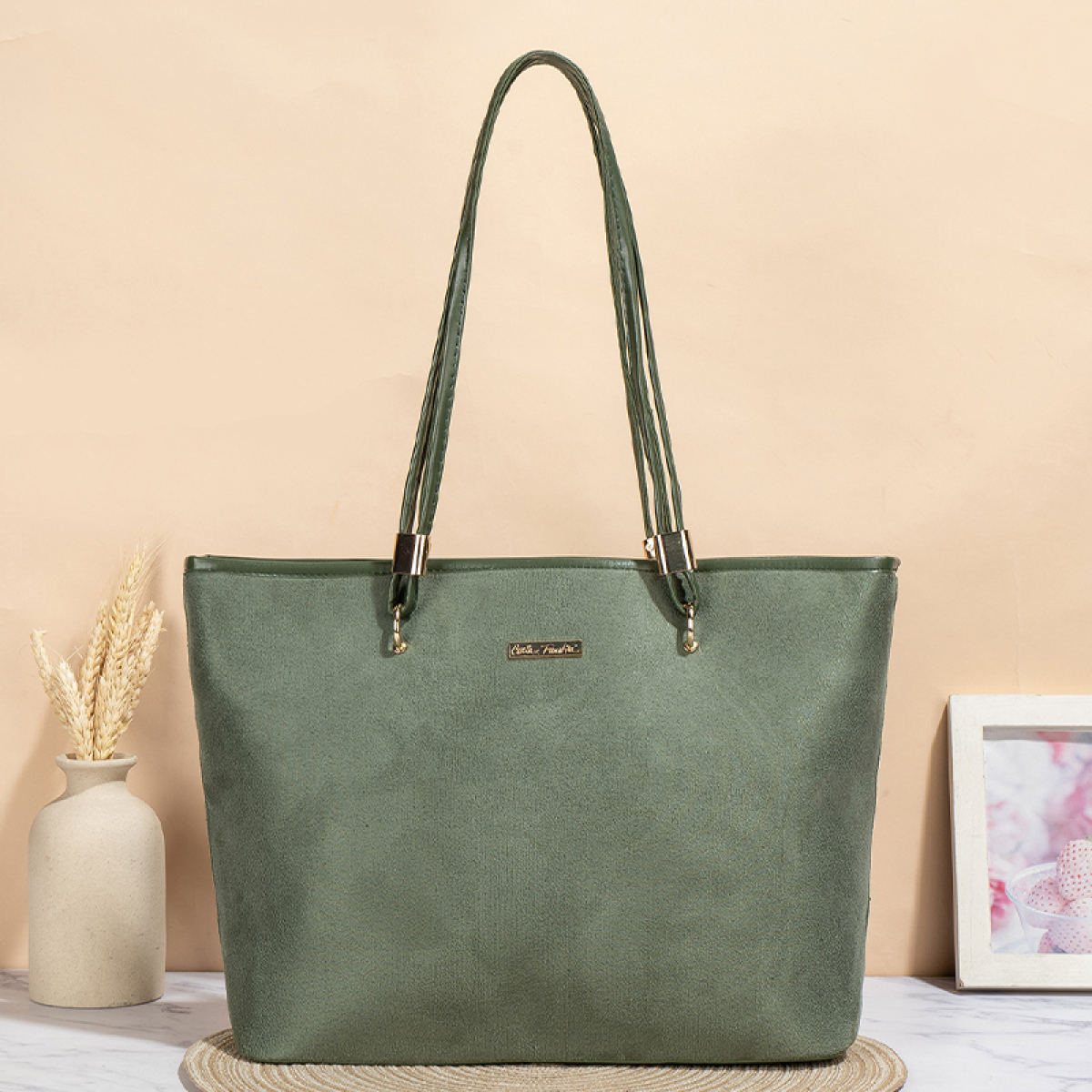 Cartera Bolso De Mano Para Mujer Nobuck Para Dama Grande - Imagen 4