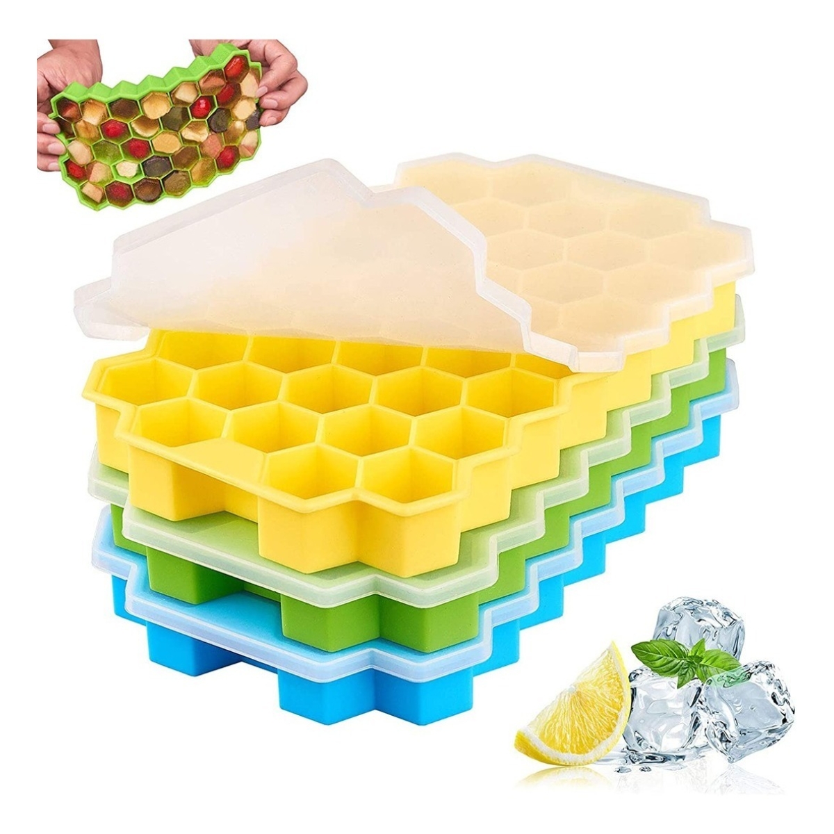 Hielera Cubetera 37 Hielos Gourmet Molde Silicona Con Tapa - Imagen 22