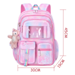 Mochila Escolar Con Llavero Niñas Peluche Varios Bolsillos - Imagen 8