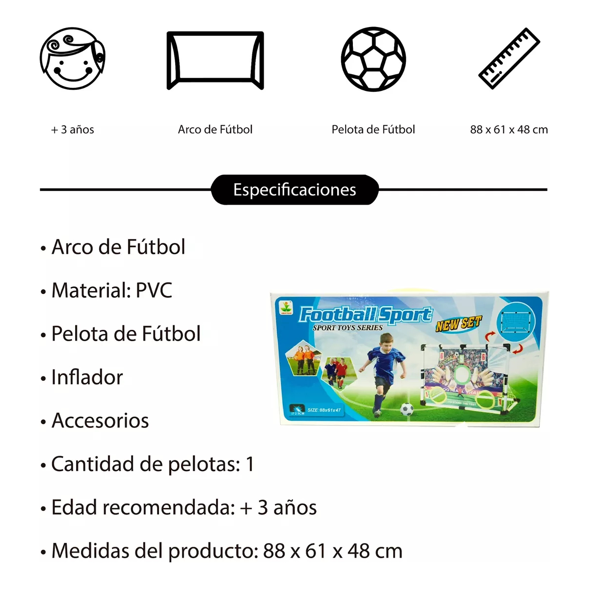 Mini Arco De Fútbol Práctica Puntería 2 En 1 + Pelota - Imagen 7