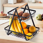 Canasto Organizador De Frutas Y Verduras 2 Niveles Metal - Imagen 3