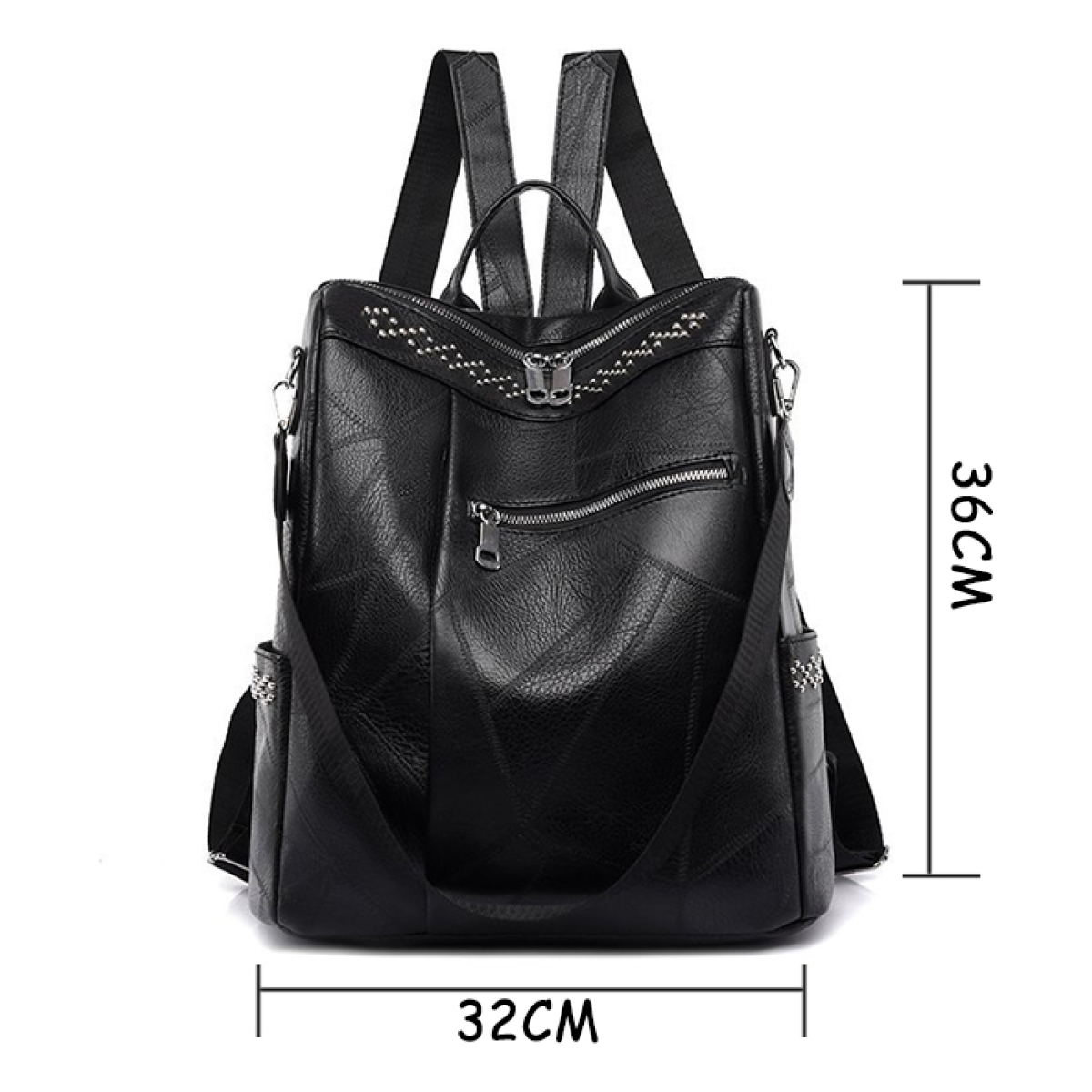 Cartera Mochila Urbana En Cuero Pu Bolsillo Externos - Imagen 3
