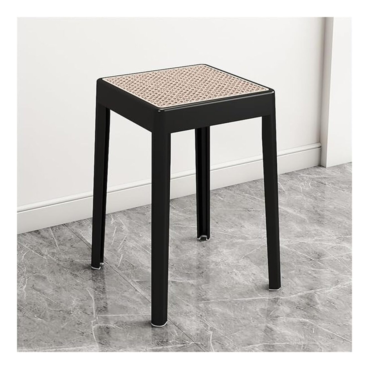 Taburete Banco Banqueta De Plastico Y Rattan Apilable - Imagen 19