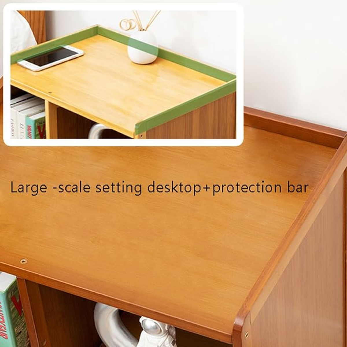 Mesa De Luz Dormitorio Con Tres Cajones Espacio Para Libros - Imagen 4