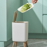 Papelera Cesto Basura Patas De Madera Cocina Baño Cuadrada - Imagen 3