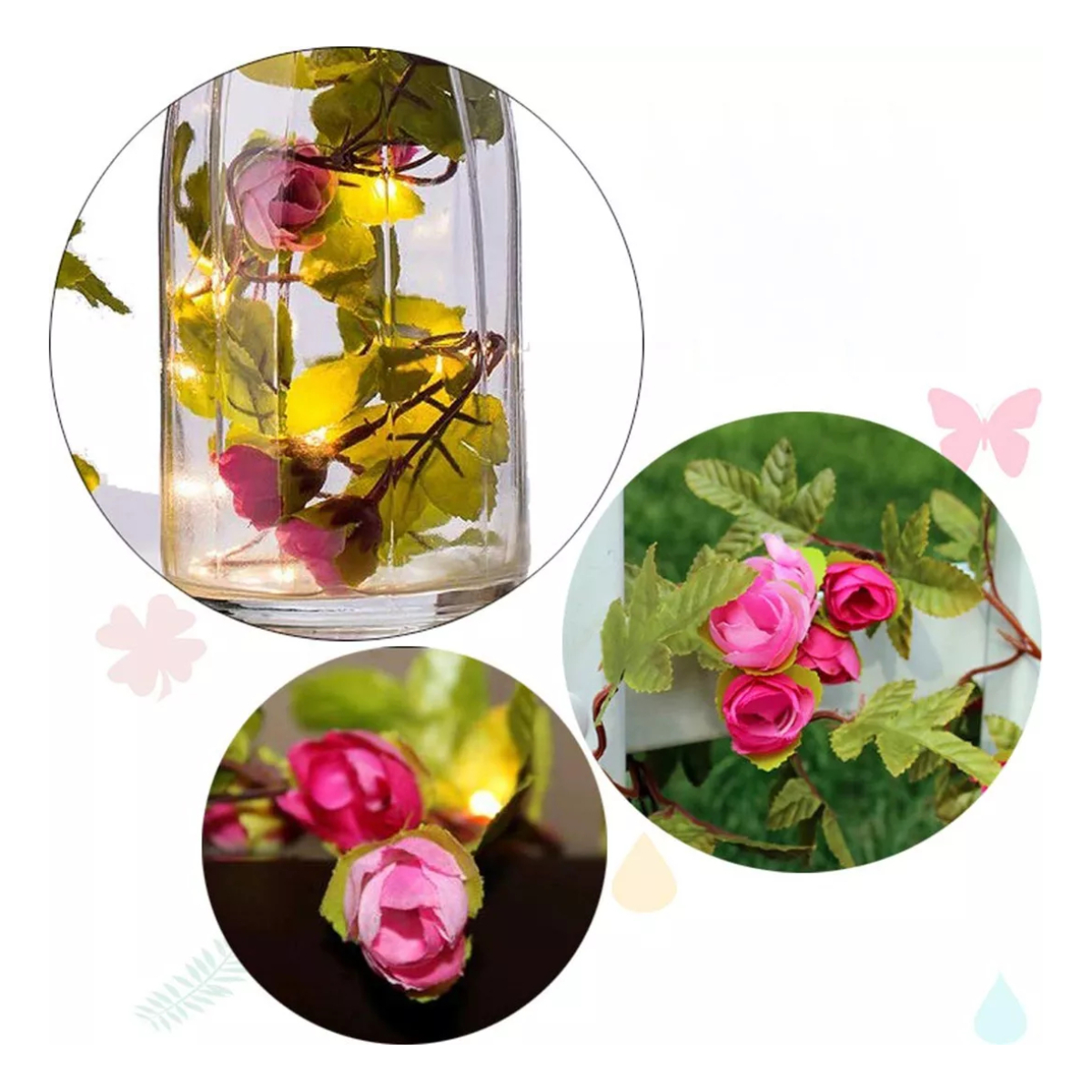Guirnalda Guía En Forma De Rosas Con Luces Led Flores - Imagen 7