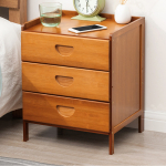 Mesa De Luz Bamboo Tres Cajones Para Dormitorio - Imagen 4