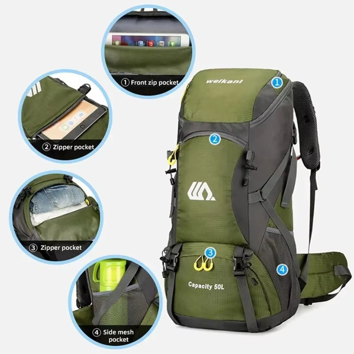 Mochila Para Camping Senderismo O Trekking 50l Resistente - Imagen 17