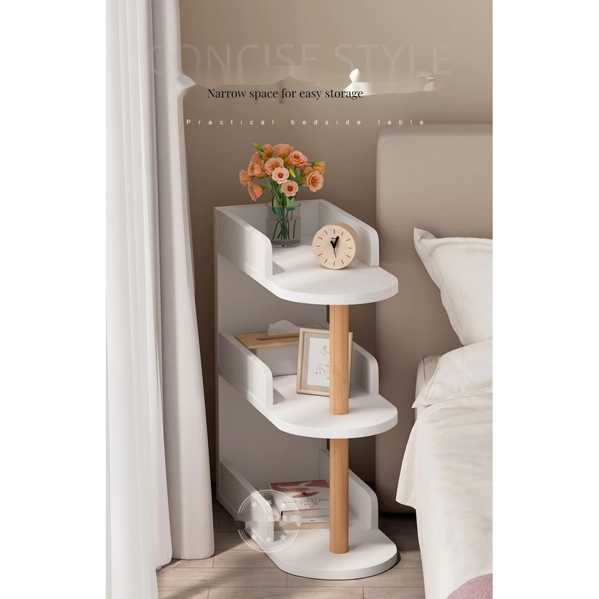 Mesa De Noche Organizador De 3 Estantes Para Dormitorio - Imagen 2