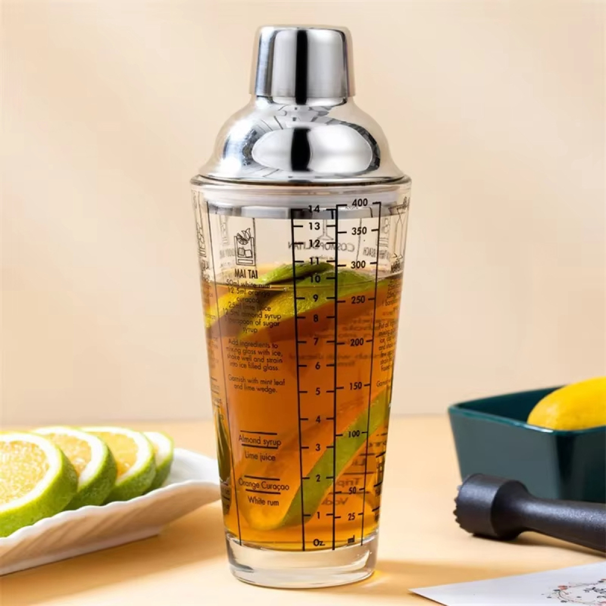 Coctelera De Vidrio Profesional Mezclador Con Recetas - Imagen 2