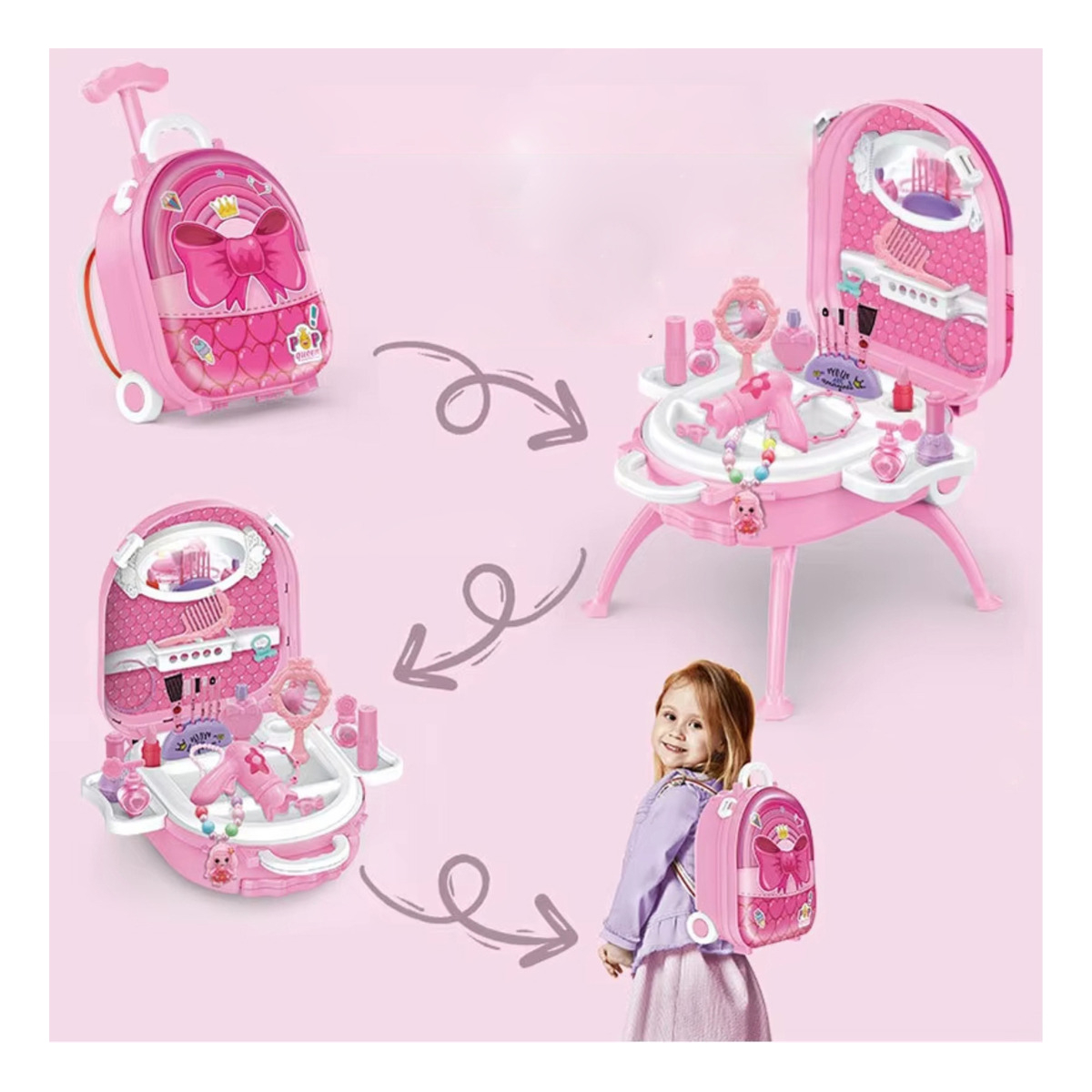 Valija Set Tocador Infantil De Belleza Con Ruedas - Imagen 4