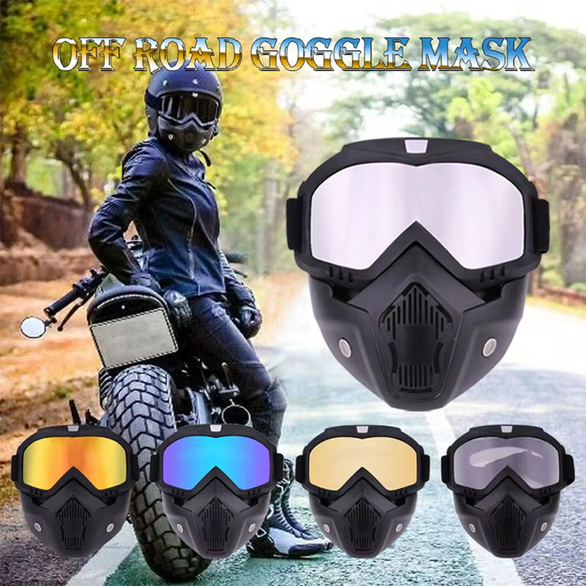 Mascara Para Casco Abierto Antiparra Protección Moto - Imagen 9